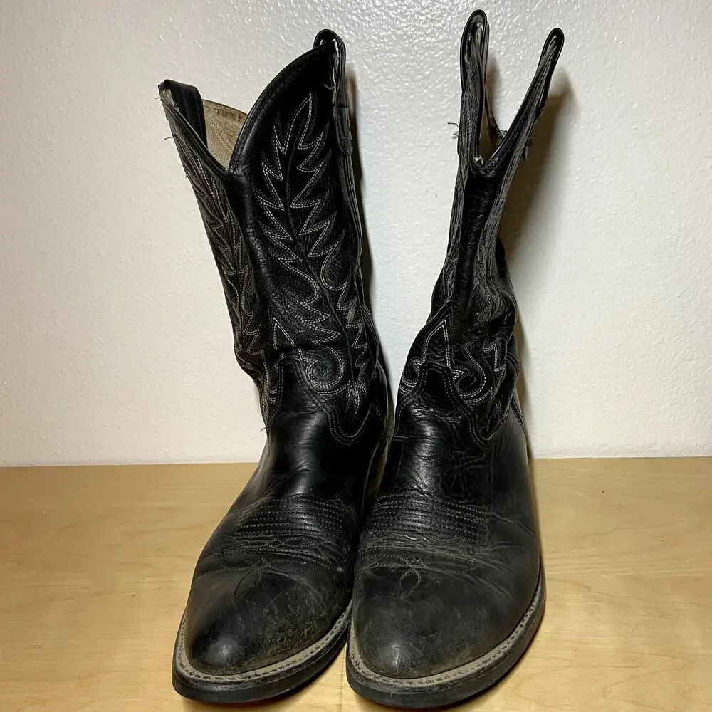 Double H Work Cowboy Boots Leather Western 150 Plus Abrasion Heel Black 10.5
